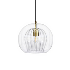 Elegant Modern Glass Pendant Light with Brass Accents - Clear, 12-inch Diameter — Image 8