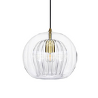 Elegant Modern Glass Pendant Light with Brass Accents - Clear, 12-inch Diameter — Image 9
