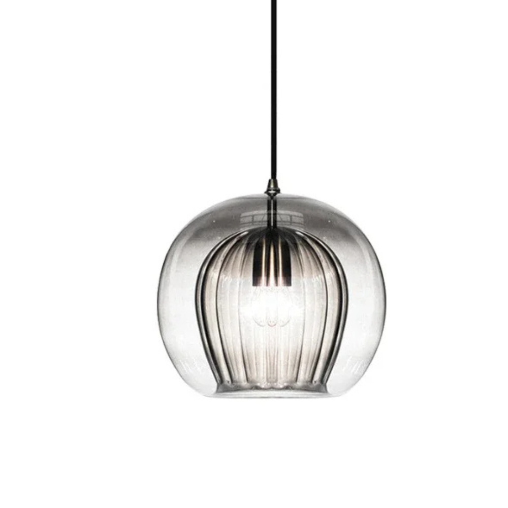 Elegant Modern Glass Pendant Light with Brass Accents - Clear, 12-inch Diameter — Image 13