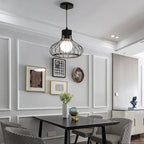 Modern Black Metal Cage Pendant Light - Industrial Style Ceiling Fixture — Image 2