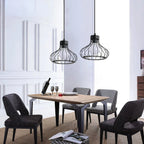 Modern Black Metal Cage Pendant Light - Industrial Style Ceiling Fixture — Image 4