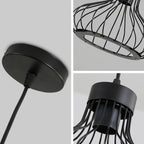 Modern Black Metal Cage Pendant Light - Industrial Style Ceiling Fixture — Image 5