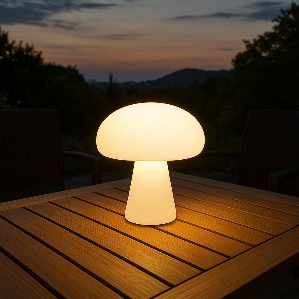 Modern Mushroom LED Table Lamp - White Acrylic, Ambient Lighting — Image 3