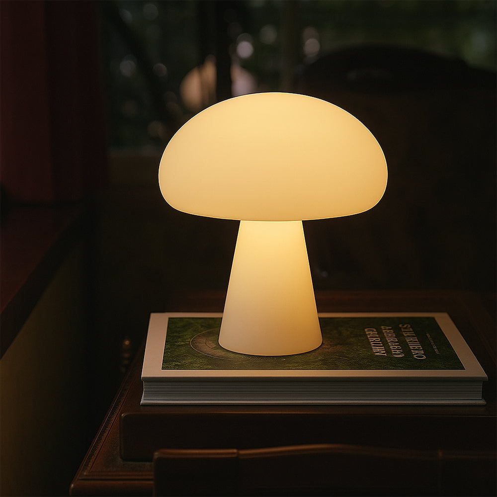Modern Mushroom LED Table Lamp - White Acrylic, Ambient Lighting — Image 4