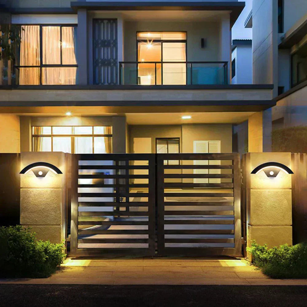 Modern LED Outdoor Wall Light with Motion Sensor, Black, Aluminum, Waterproof, Energy Efficient — Image 2