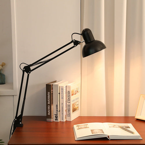 Generic Adjustable Desk Lamp with Clamp Flexible Metal Swing Arm Task Light Black — Main Image