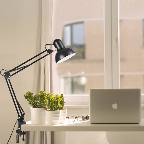 Generic Adjustable Desk Lamp with Clamp Flexible Metal Swing Arm Task Light Black — Image 2