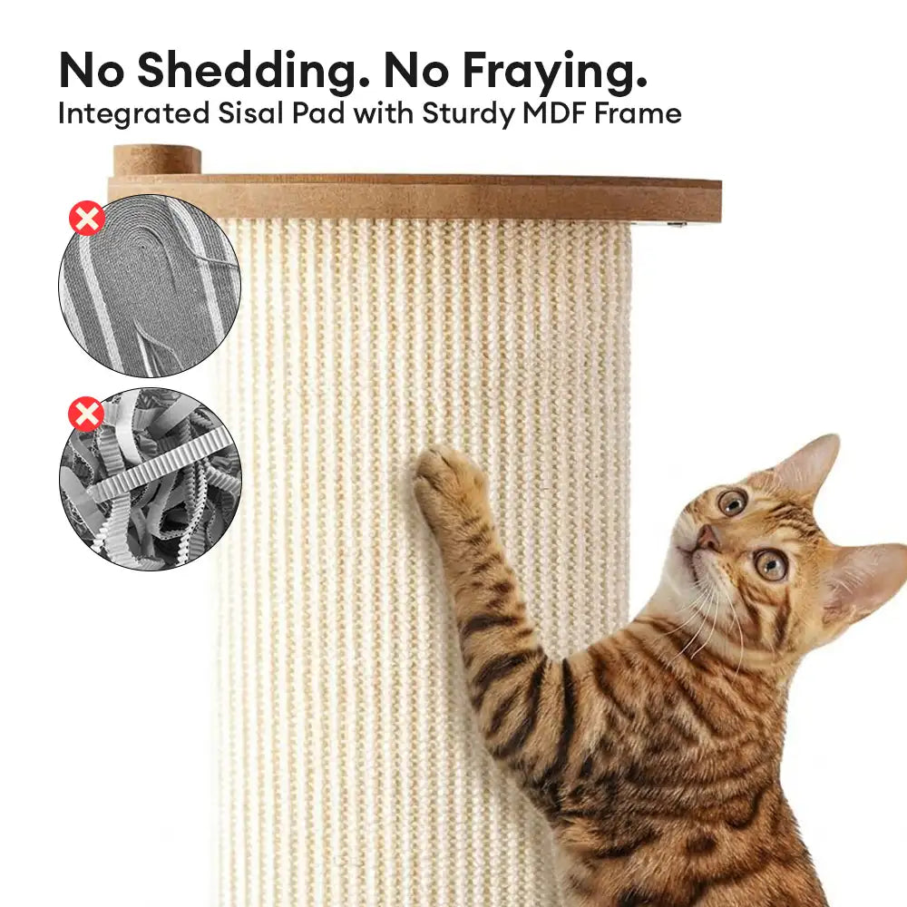 Cat Furniture Corner Protector Sisal Scratch Post Wooden Base Beige — Image 6