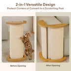 Cat Furniture Corner Protector Sisal Scratch Post Wooden Base Beige — Image 4