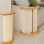 Cat Furniture Corner Protector Sisal Scratch Post Wooden Base Beige — Image 2
