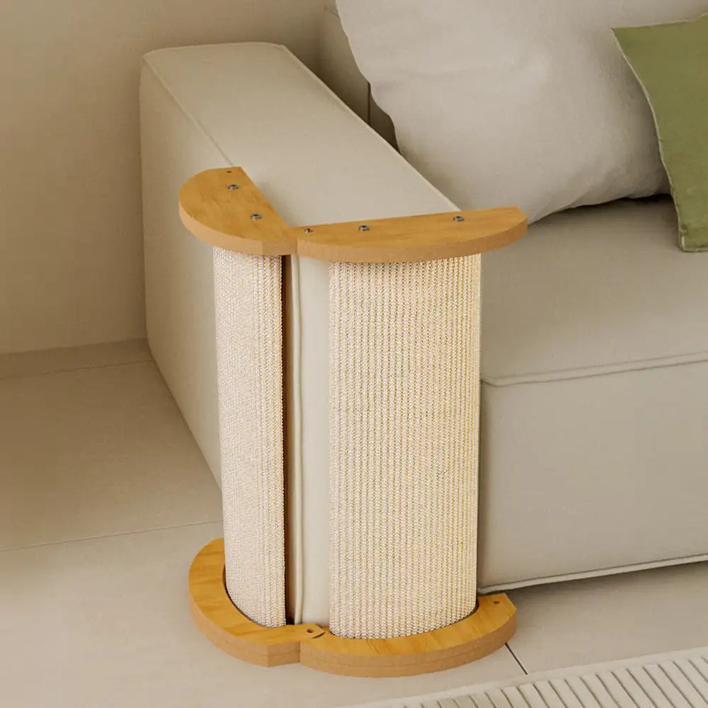 Cat Furniture Corner Protector Sisal Scratch Post Wooden Base Beige — Main Image