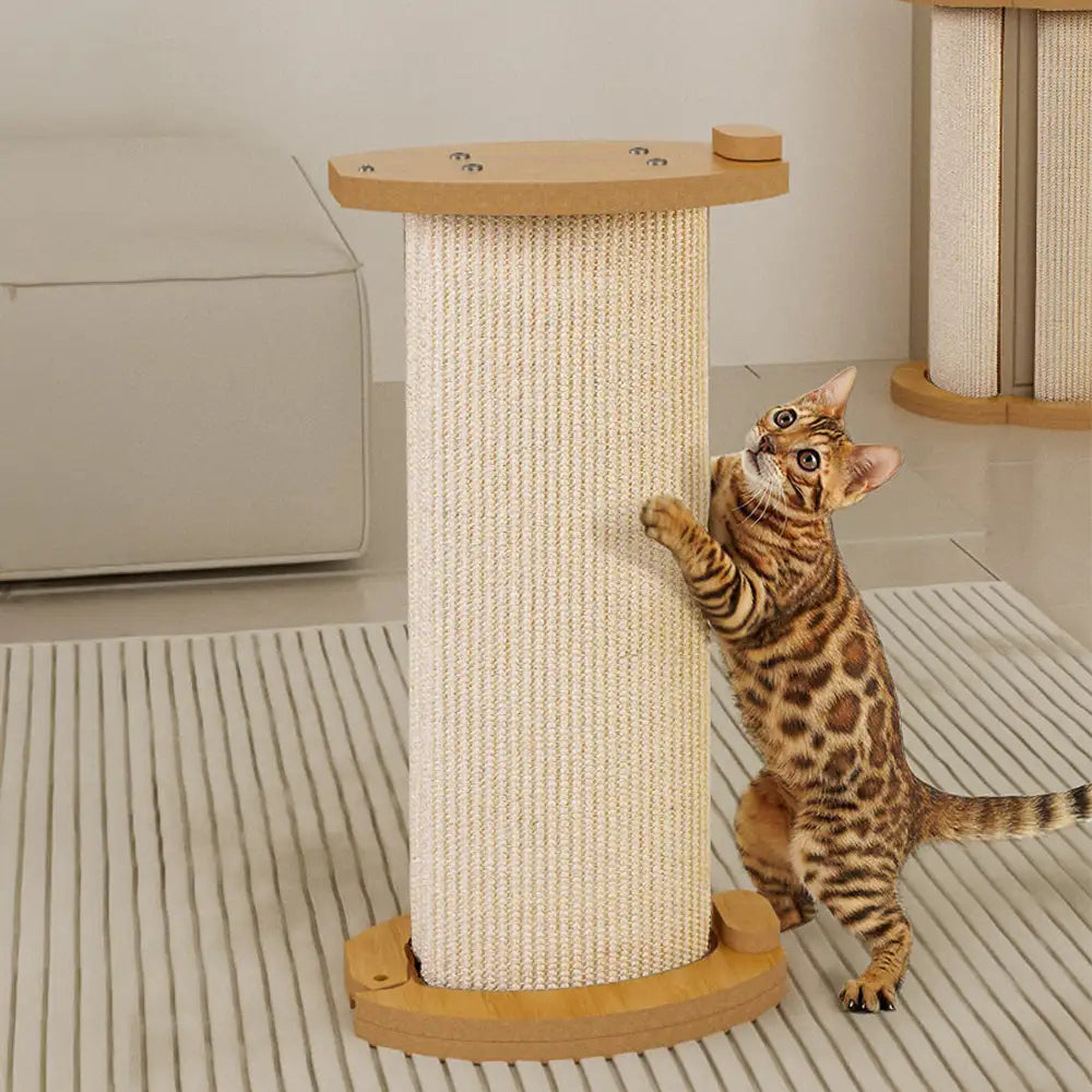 Cat Furniture Corner Protector Sisal Scratch Post Wooden Base Beige — Image 3