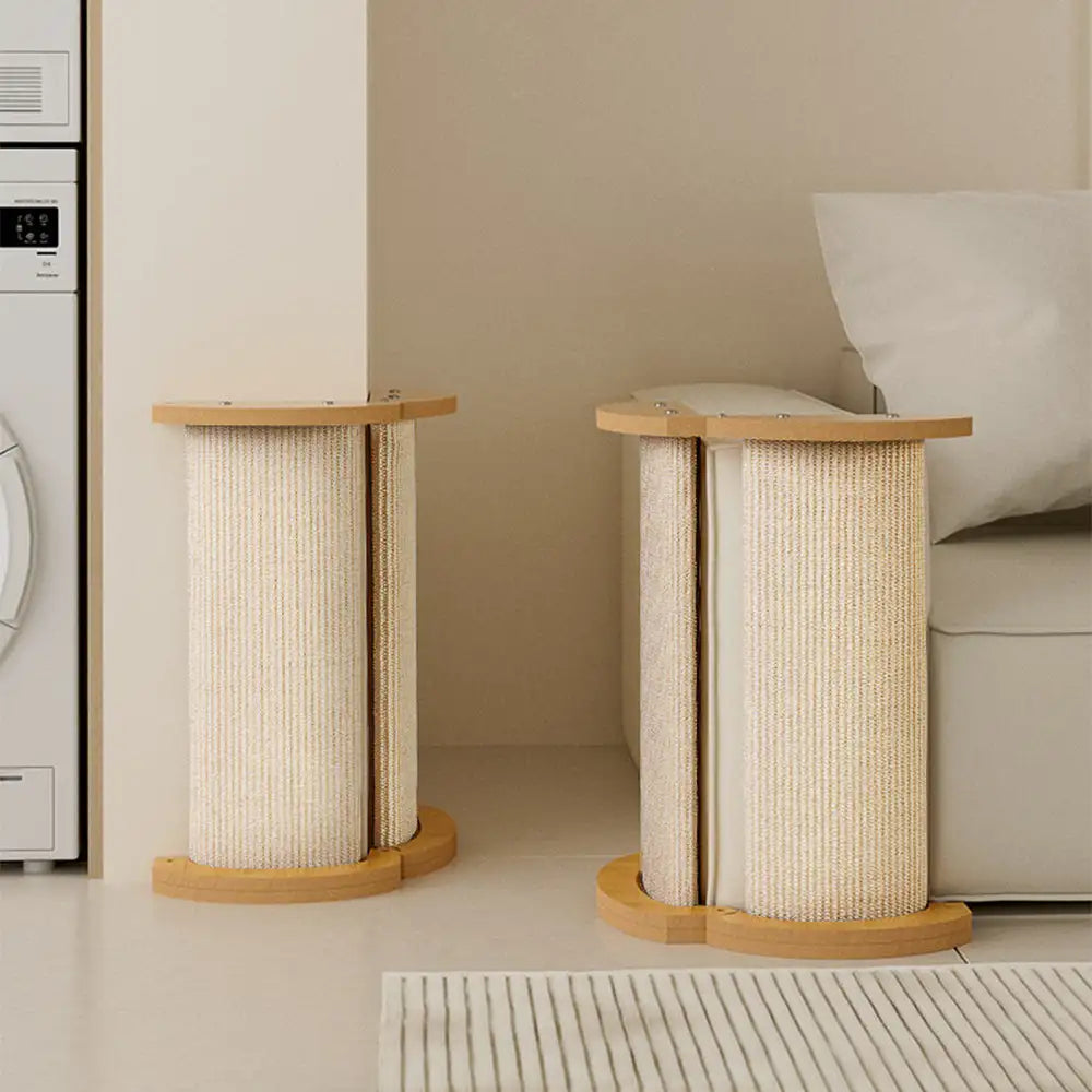 Cat Furniture Corner Protector Sisal Scratch Post Wooden Base Beige — Image 9