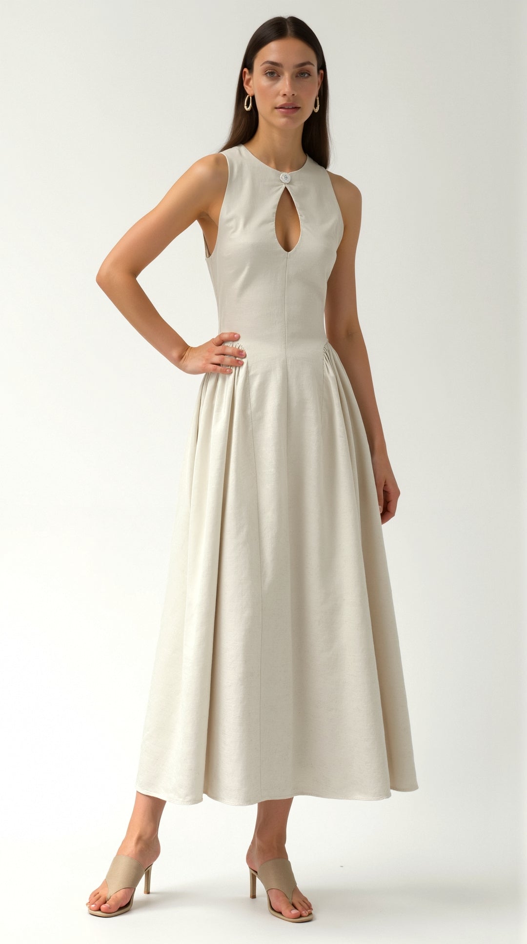 Leinenkleid Mit Cutouts Schlüssellochausschnitt Leicht Luftig Ideal Für Alltag Und Kaffee