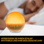 Sunrise Simulation Wake-Up Light Alarm Clock with Bluetooth, USB Rechargeable, FM Radio, Adjustable Brightness, Orange — Image 5