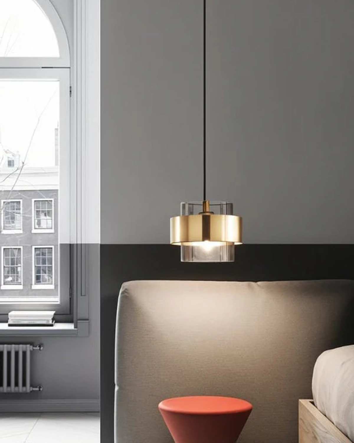 Modern Brass and Glass Pendant Light Elegant Ceiling Fixture — Image 5