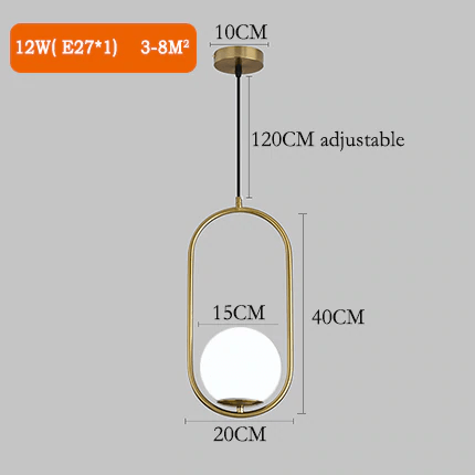Contemporary Geometric Pendant Light Fixture - Gold & Black - Adjustable - 12W E27 — Image 16