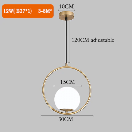 Contemporary Geometric Pendant Light Fixture - Gold & Black - Adjustable - 12W E27 — Image 13