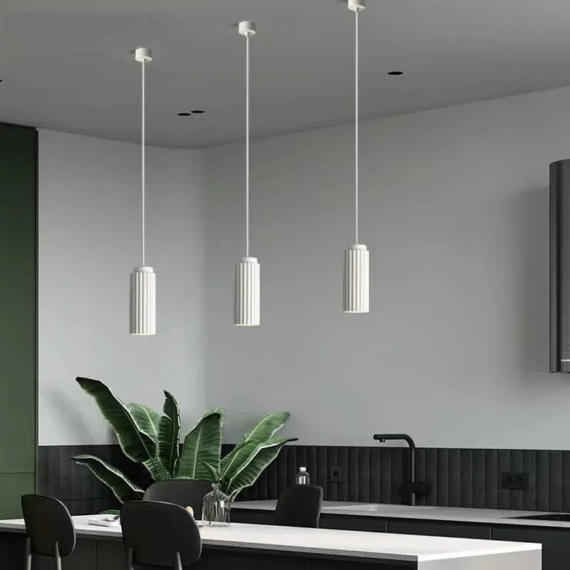 Modern Ribbed Ceramic Pendant Light Fixture Multicolor Minimalist Design — Image 3