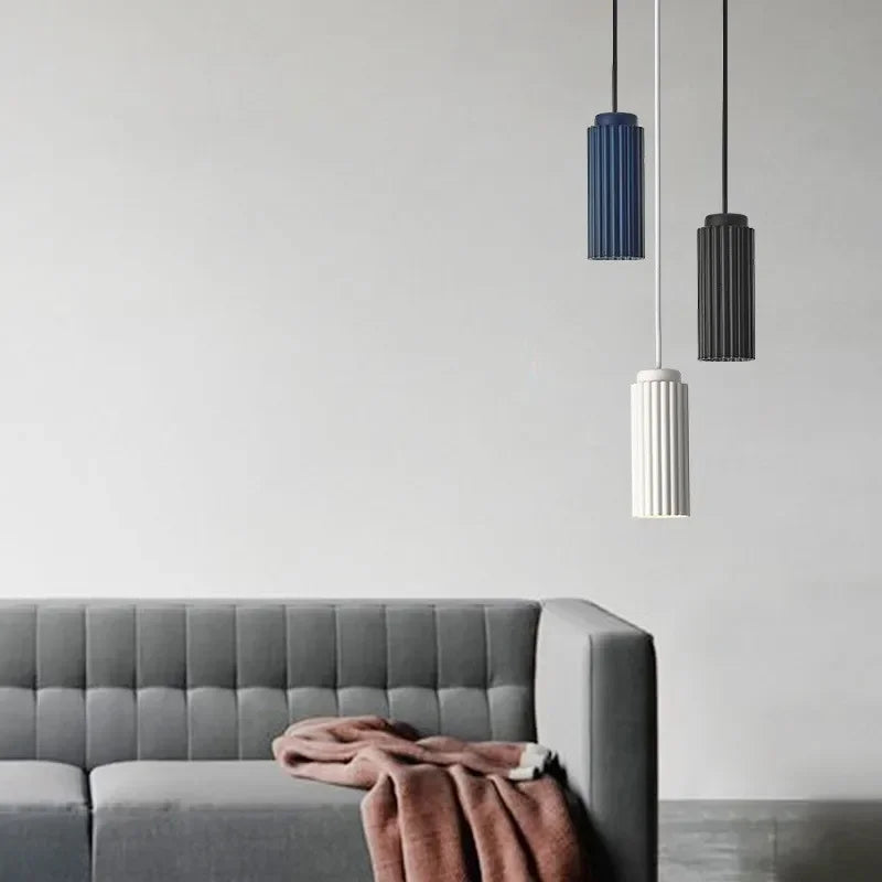 Modern Ribbed Ceramic Pendant Light Fixture Multicolor Minimalist Design — Image 6
