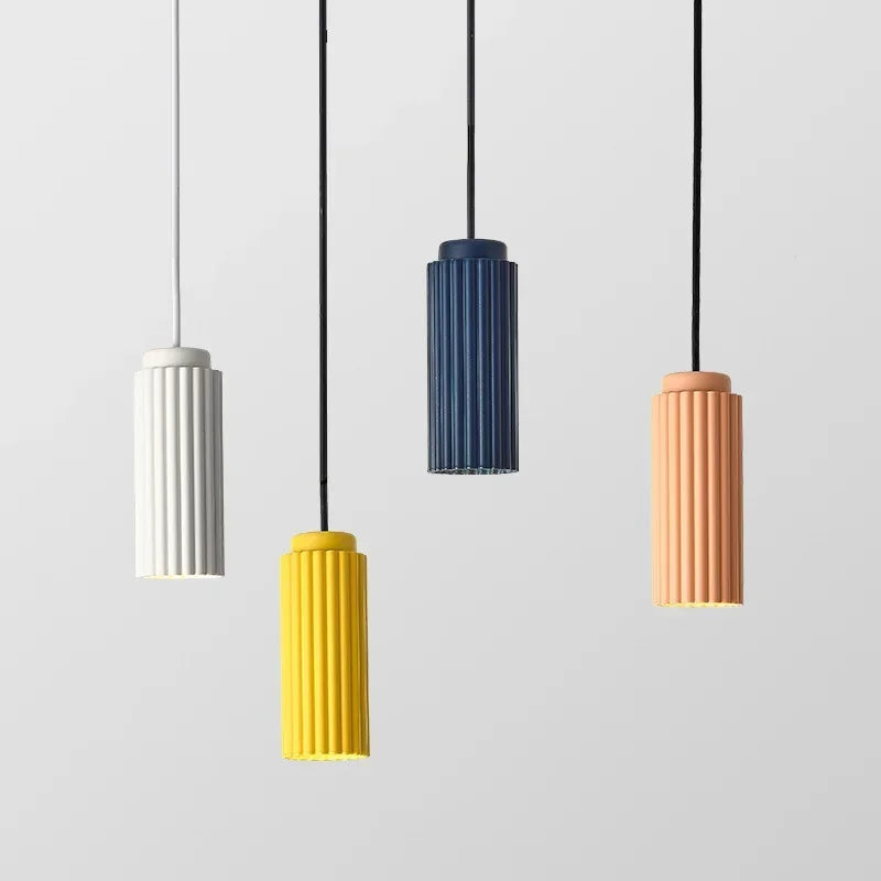 Modern Ribbed Ceramic Pendant Light Fixture Multicolor Minimalist Design — Image 4