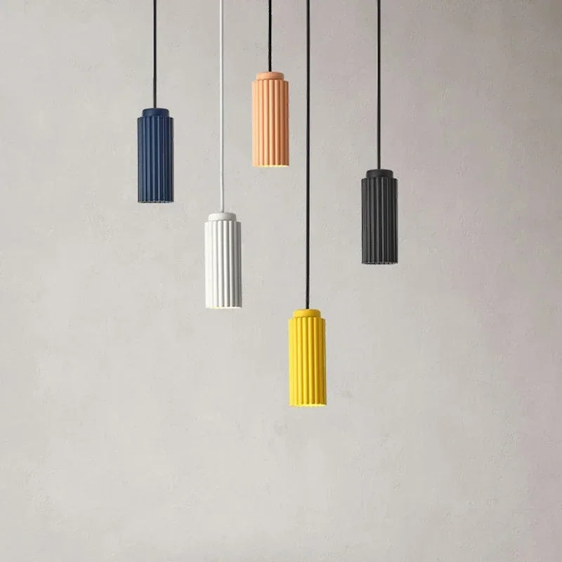 Modern Ribbed Ceramic Pendant Light Fixture Multicolor Minimalist Design — Main Image