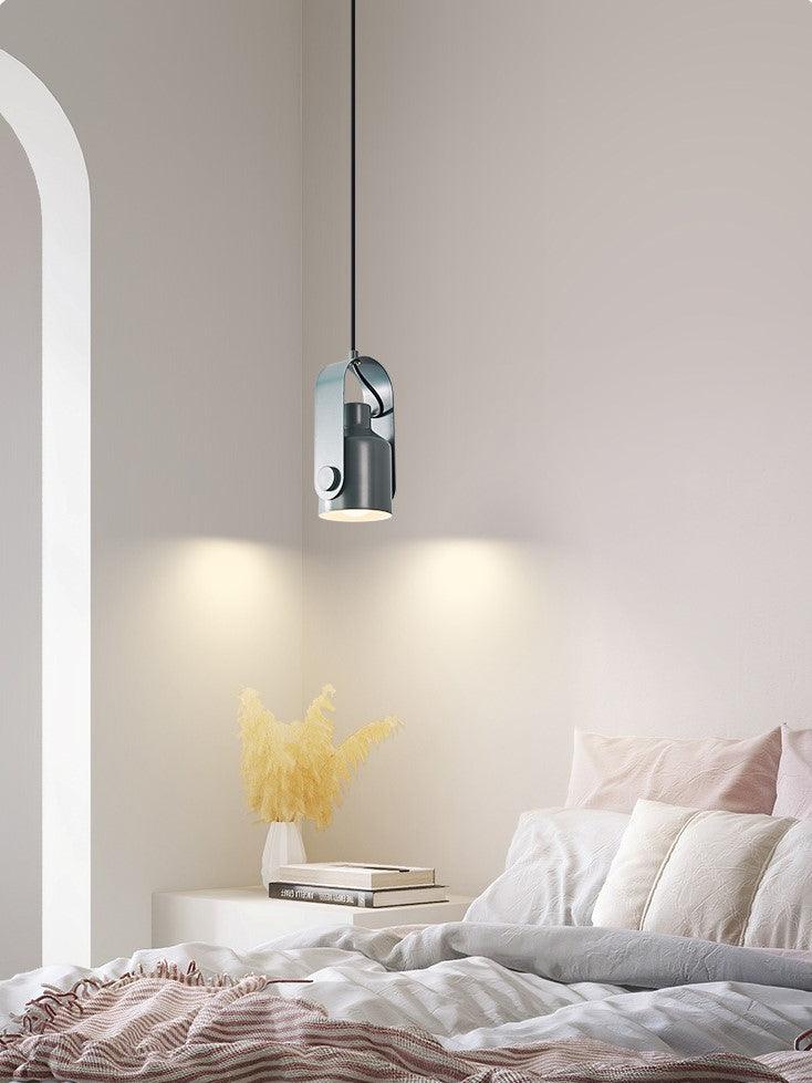 Modern Adjustable Pendant Light Metal Wood Hanging Lamp Black White — Image 3