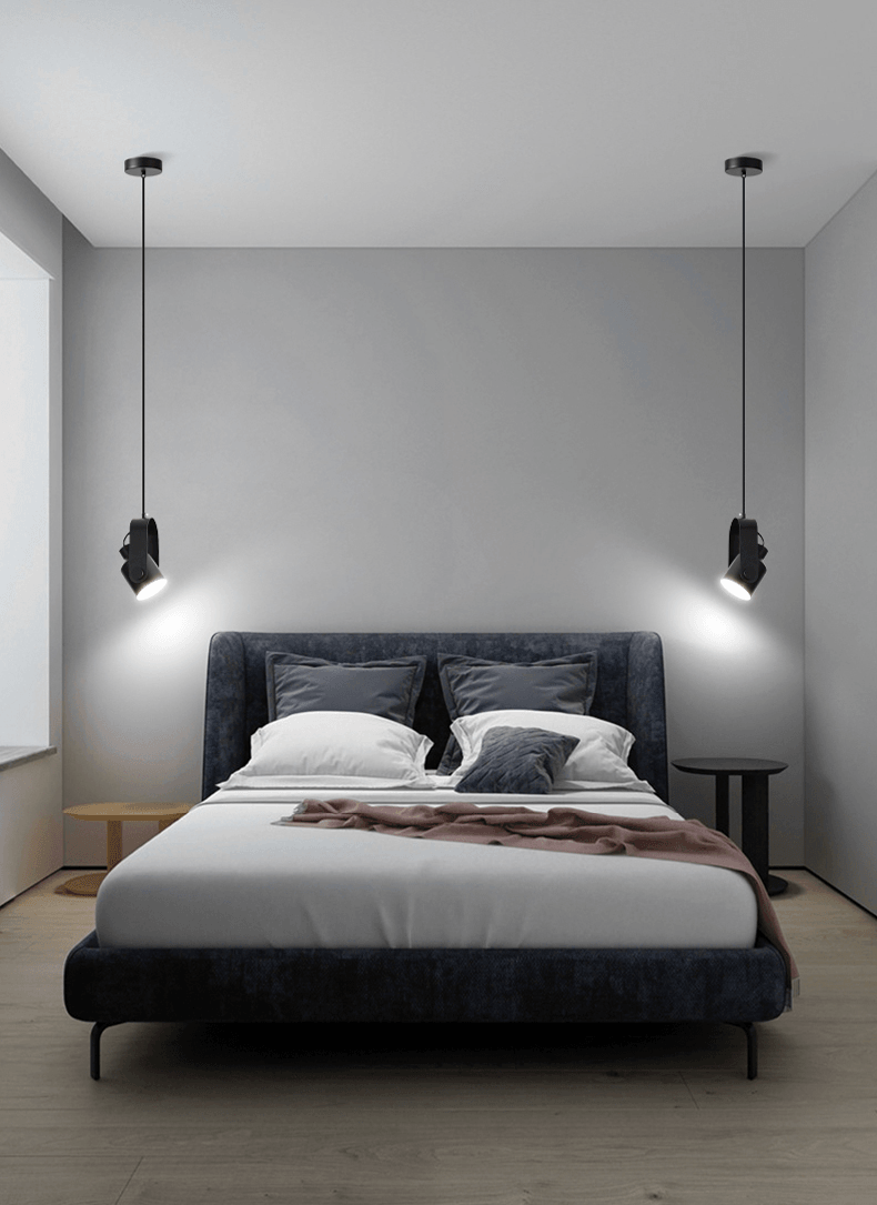 Modern Adjustable Pendant Light Metal Wood Hanging Lamp Black White — Image 6