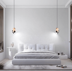Modern Adjustable Pendant Light Metal Wood Hanging Lamp Black White — Image 7
