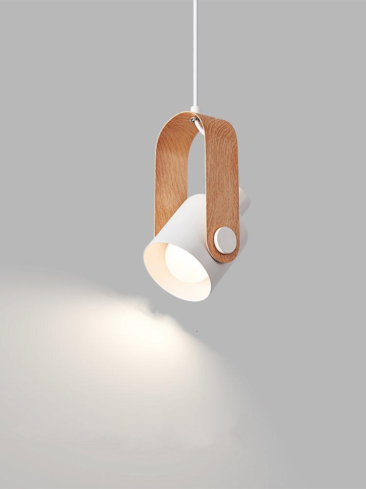 Modern Adjustable Pendant Light Metal Wood Hanging Lamp Black White — Image 9