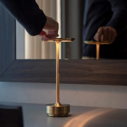 Luxlite Modern LED Table Lamp Brass Finish Dimmable Touch Control Rechargeable — Image 12