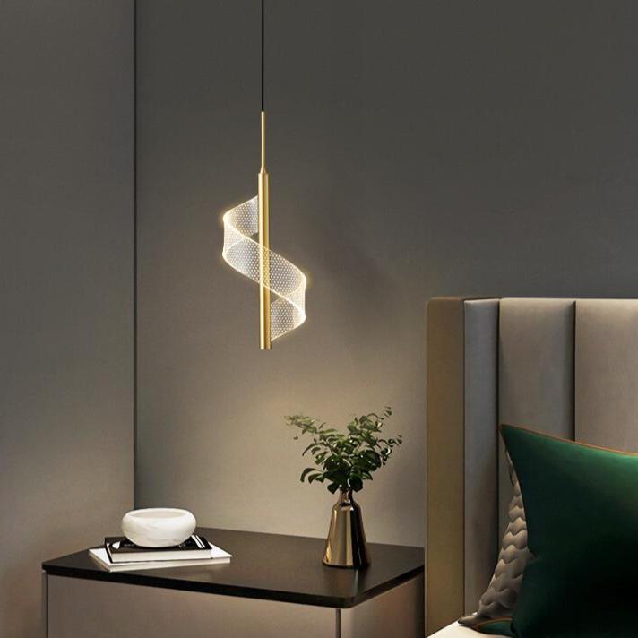 Modern Spiral LED Pendant Light Gold Metal Adjustable Dimmable 40cm — Image 4