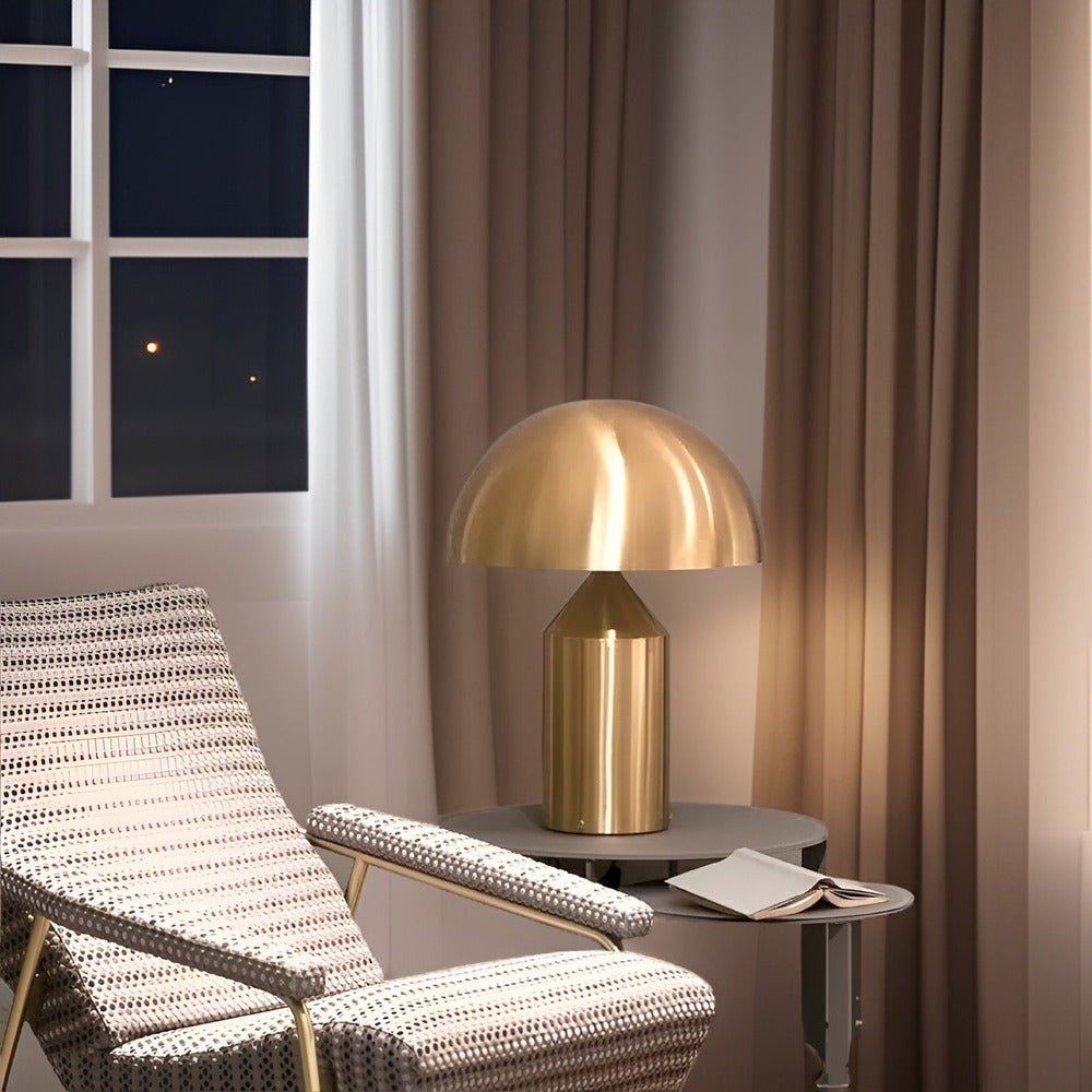 Modern Dome Table Lamp Metal Sleek Design Gold White Black — Main Image
