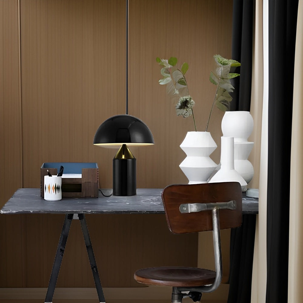 Modern Dome Table Lamp Metal Sleek Design Gold White Black — Image 8