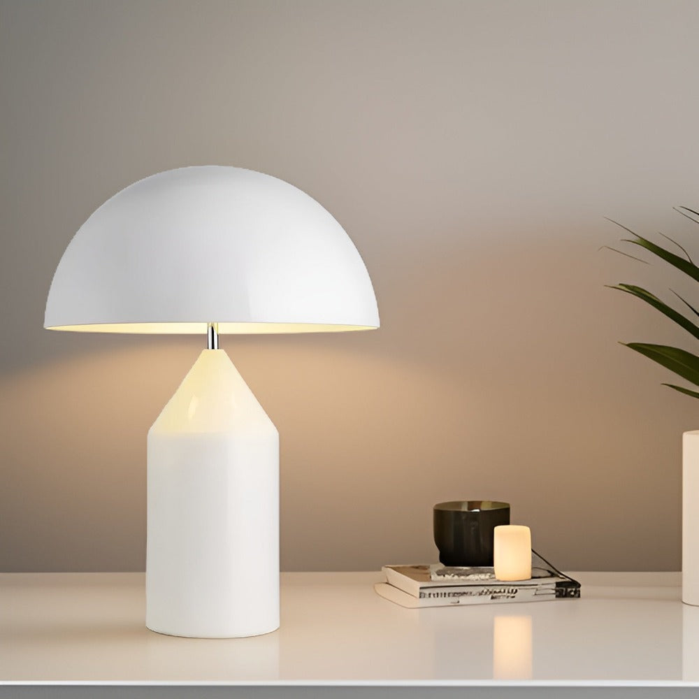 Modern Dome Table Lamp Metal Sleek Design Gold White Black — Image 9