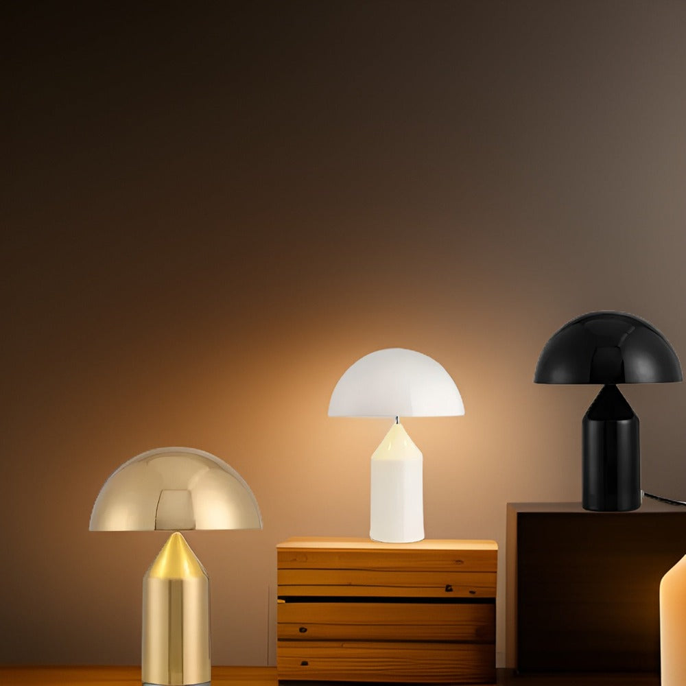 Modern Dome Table Lamp Metal Sleek Design Gold White Black — Image 6