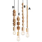 Handcrafted Wooden Pendant Light Fixture Beaded Design Natural Wood — Image 13
