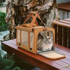 Pet Carrier Bag Durable Mesh Travel Tote for Cats Small Dogs Adjustable Strap Safety Buckle Brown — Image 3