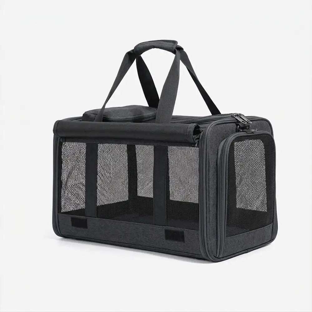 Pet Carrier Bag Durable Mesh Travel Tote for Cats Small Dogs Adjustable Strap Safety Buckle Brown — Image 11