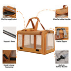 Pet Carrier Bag Durable Mesh Travel Tote for Cats Small Dogs Adjustable Strap Safety Buckle Brown — Image 5