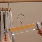 Premium Wooden Pants Hangers with Adjustable Clips Natural Wood Non-Slip — Image 9