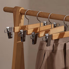 Premium Wooden Pants Hangers with Adjustable Clips Natural Wood Non-Slip — Image 2