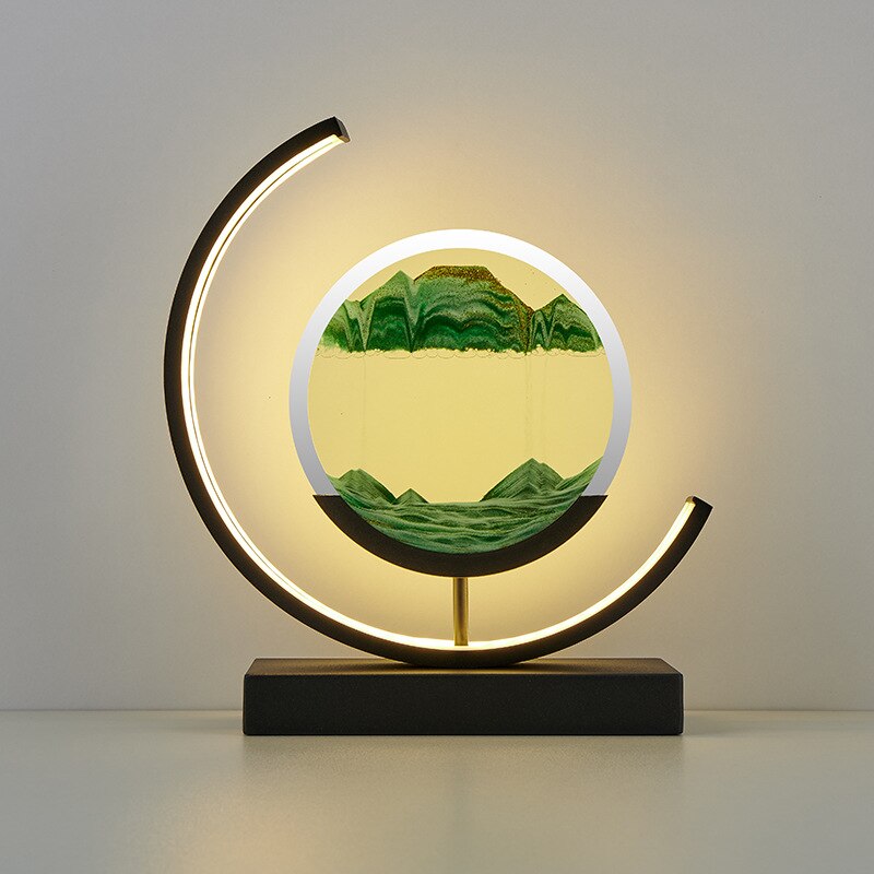 Dynamic Sand Art LED Table Lamp Modern Circular Kinetic Sculpture Adjustable Lighting — Main Image