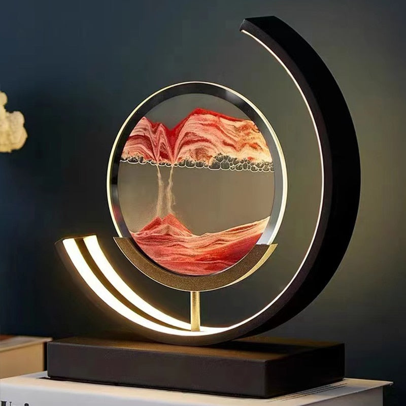 Dynamic Sand Art LED Table Lamp Modern Circular Kinetic Sculpture Adjustable Lighting — Image 12