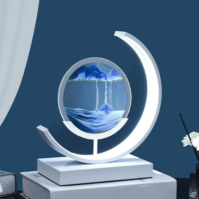 Dynamic Sand Art LED Table Lamp Modern Circular Kinetic Sculpture Adjustable Lighting — Image 7