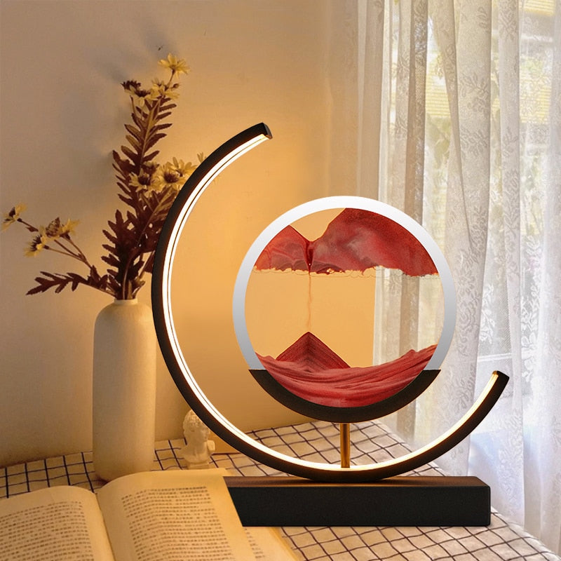 Dynamic Sand Art LED Table Lamp Modern Circular Kinetic Sculpture Adjustable Lighting — Image 8