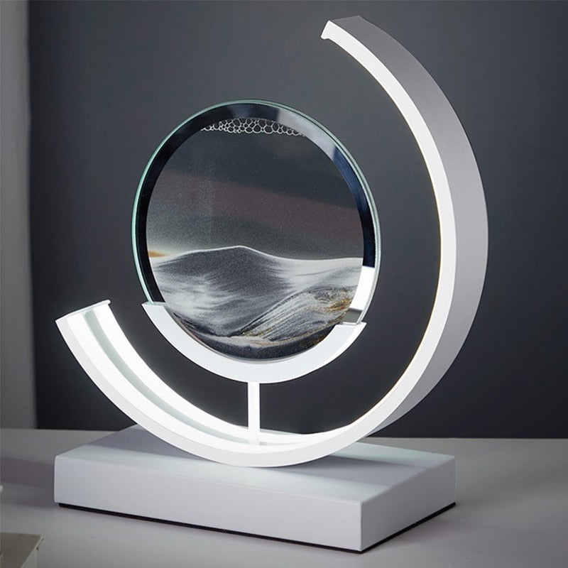 Dynamic Sand Art LED Table Lamp Modern Circular Kinetic Sculpture Adjustable Lighting — Image 2