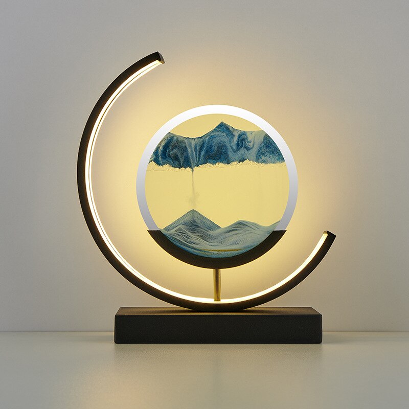 Dynamic Sand Art LED Table Lamp Modern Circular Kinetic Sculpture Adjustable Lighting — Image 6