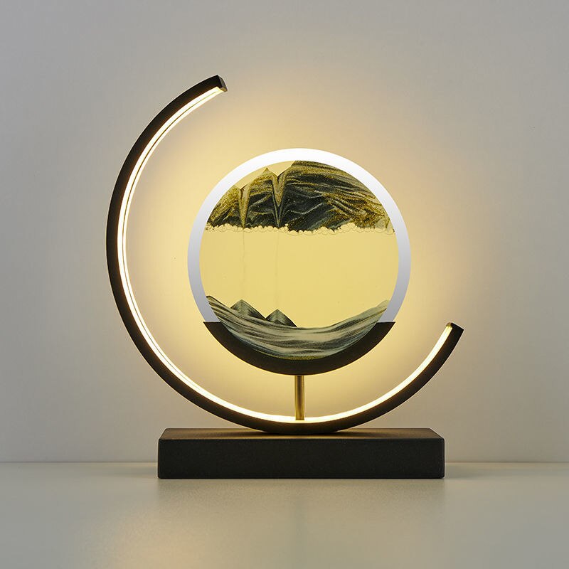 Dynamic Sand Art LED Table Lamp Modern Circular Kinetic Sculpture Adjustable Lighting — Image 4