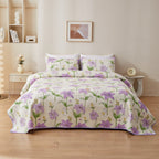 Floral Quilted Bedspread Set Cotton Blend Lightweight Coverlet with Pillow Shams — Main Image